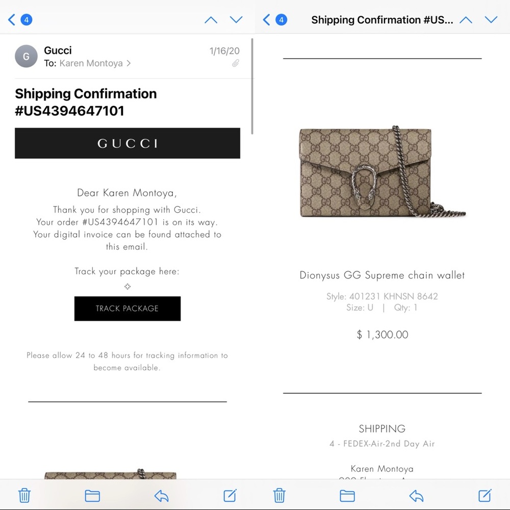 Gucci Dionysus GG Supreme chain wallet